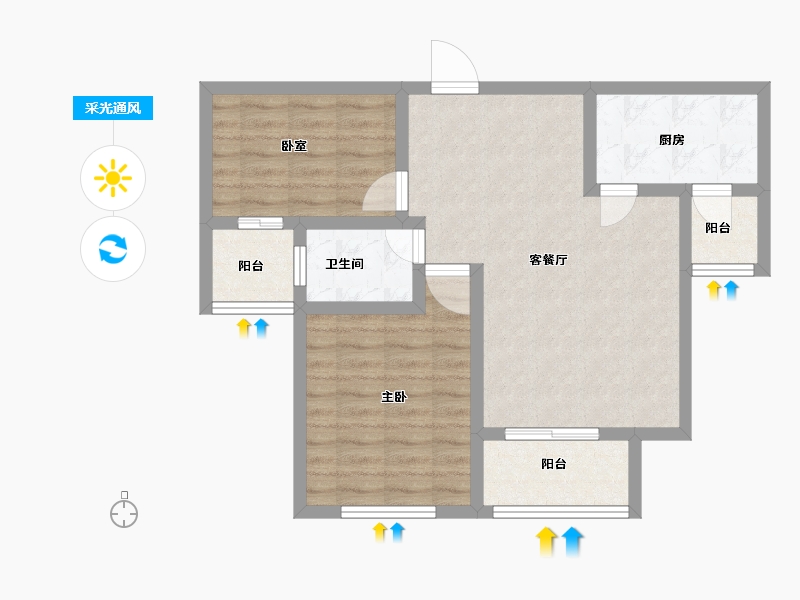 河南省-新乡市-新乡长垣建业森林半岛-69.97-户型库-采光通风