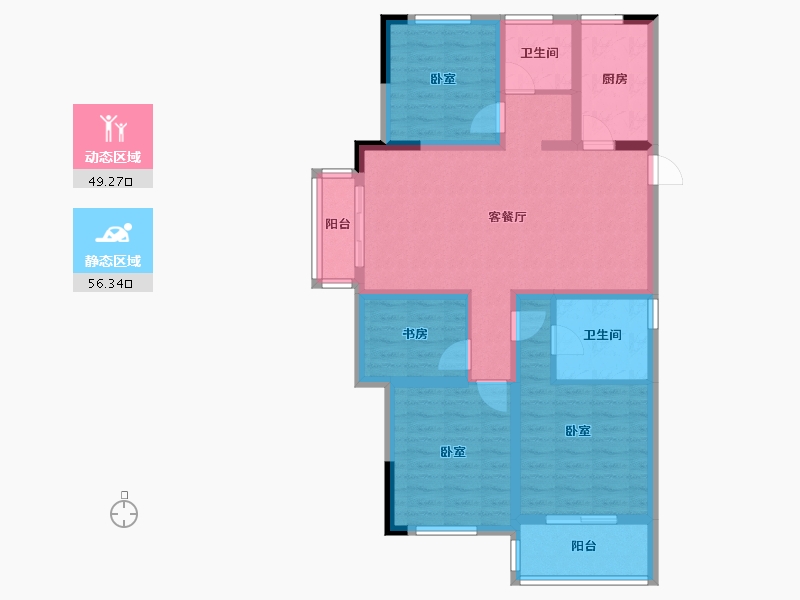 浙江省-绍兴市-绿城学府新城-93.26-户型库-动静分区