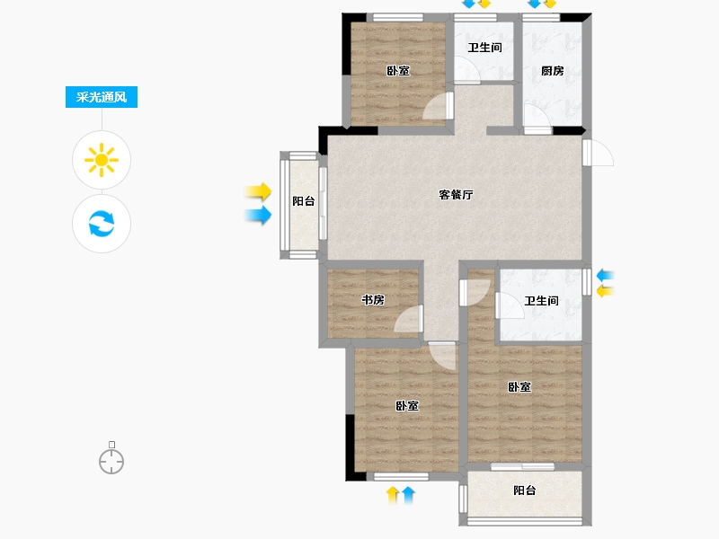 浙江省-绍兴市-绿城学府新城-93.26-户型库-采光通风