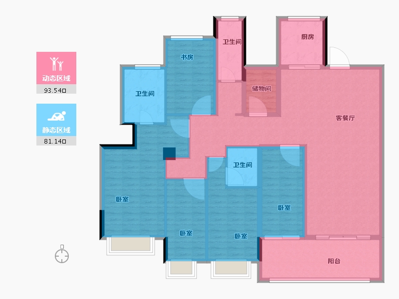 浙江省-宁波市-雅戈尔新明洲-158.00-户型库-动静分区