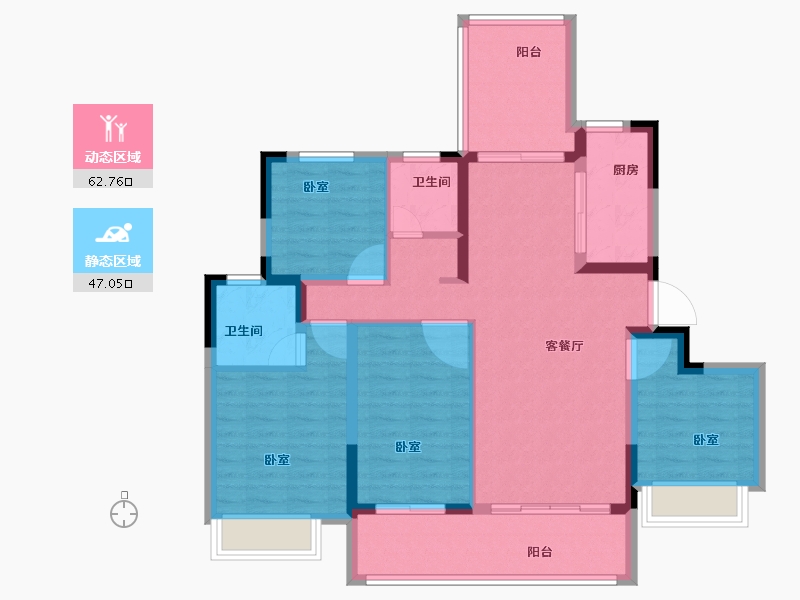 河南省-郑州市-坤达江山筑-98.00-户型库-动静分区