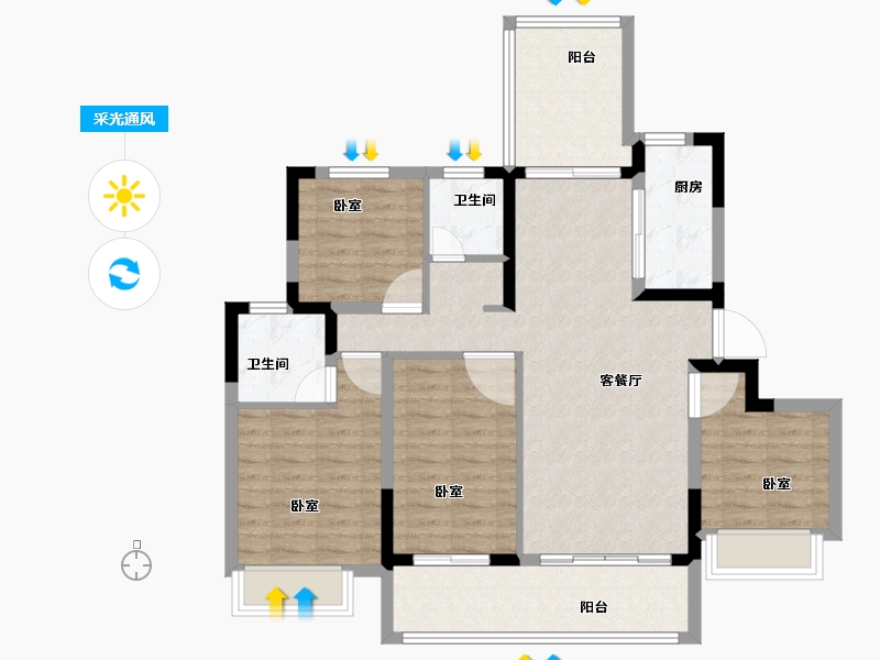 河南省-郑州市-坤达江山筑-98.00-户型库-采光通风