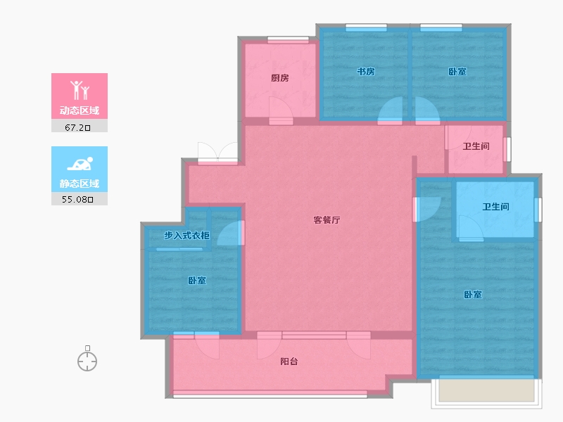 山东省-烟台市-金科博翠山-109.35-户型库-动静分区