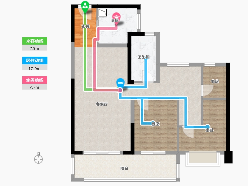 福建省-漳州市-三盛璞悦湾-88.61-户型库-动静线