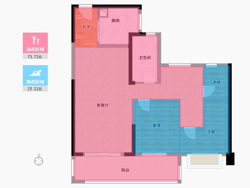 福建省-漳州市-三盛璞悦湾-88.61-户型库-动静分区