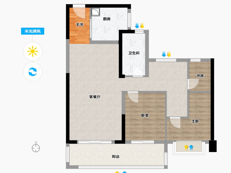 福建省-漳州市-三盛璞悦湾-88.61-户型库-采光通风