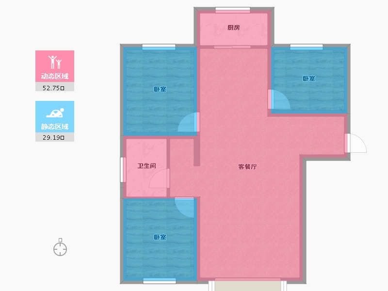 新疆维吾尔自治区-乌鲁木齐市-新铝德源红郡-73.27-户型库-动静分区