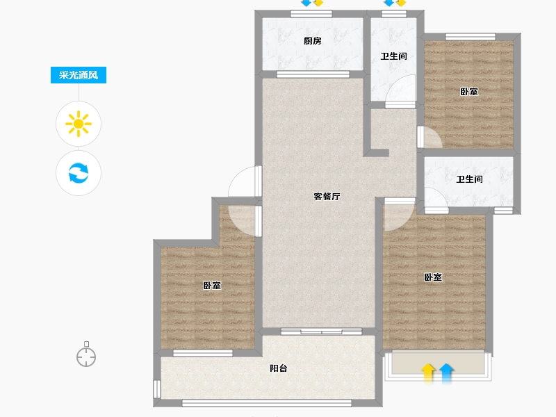 河南省-安阳市-天悦华府-111.02-户型库-采光通风