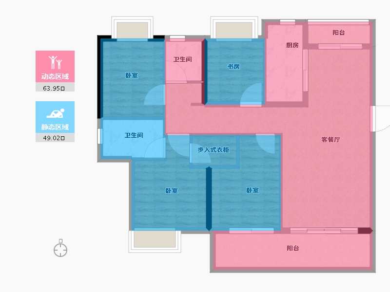 福建省-龙岩市-融创观樾台-101.66-户型库-动静分区