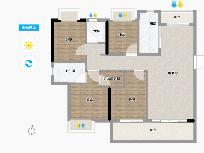 福建省-龙岩市-融创观樾台-101.66-户型库-采光通风