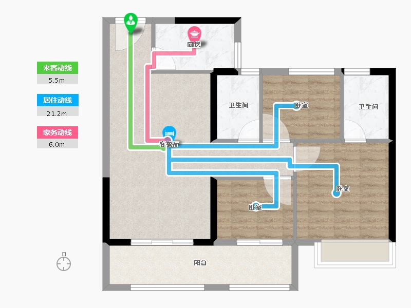 福建省-龙岩市-印象公园里-80.55-户型库-动静线