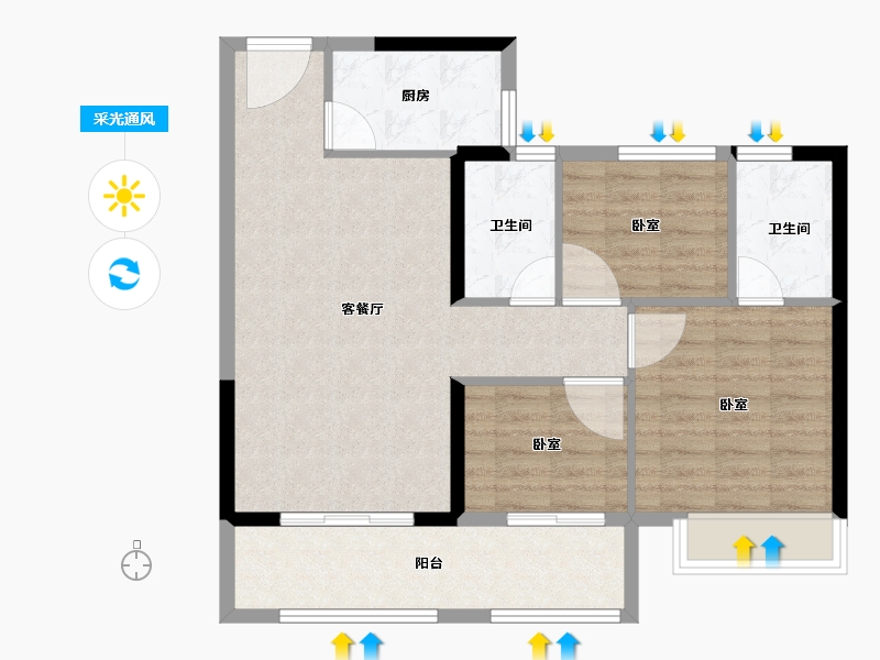 福建省-龙岩市-印象公园里-80.55-户型库-采光通风