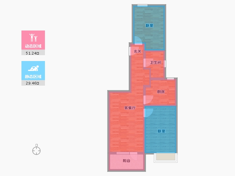 山东省-青岛市-海信都市逸品-71.18-户型库-动静分区