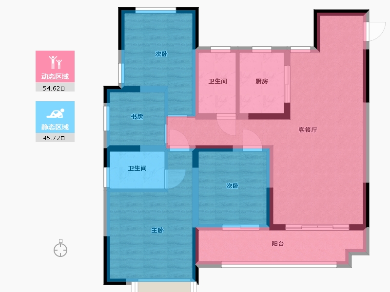 安徽省-蚌埠市-中国铁建·燕南苑-88.64-户型库-动静分区