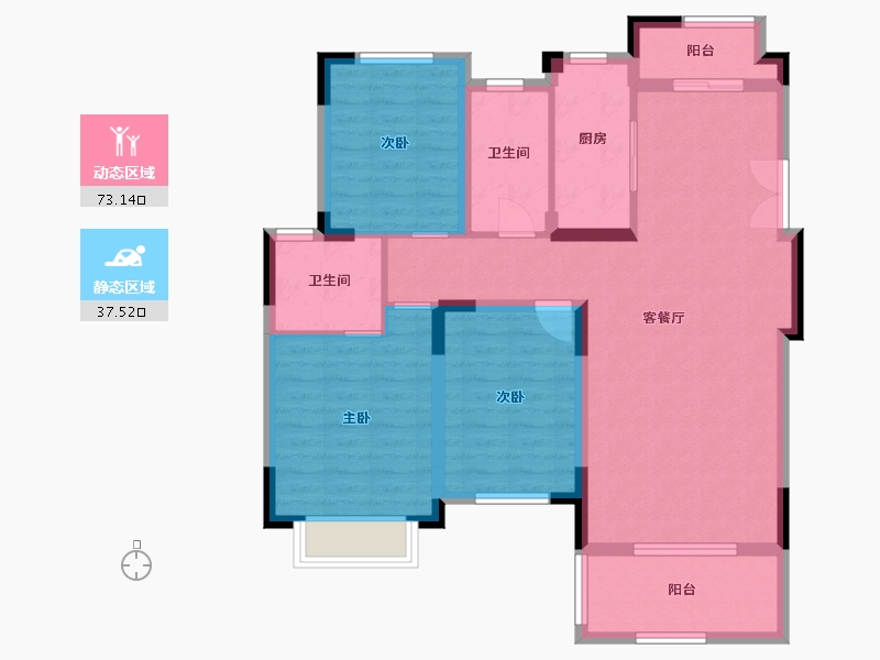 安徽省-蚌埠市-新威·龙门悦府-99.17-户型库-动静分区