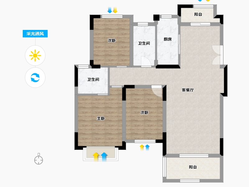 安徽省-蚌埠市-新威·龙门悦府-99.17-户型库-采光通风