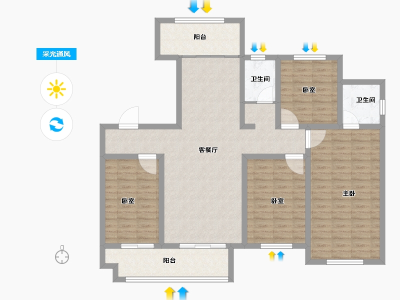 山东省-枣庄市-蓝城·春江明月-117.19-户型库-采光通风