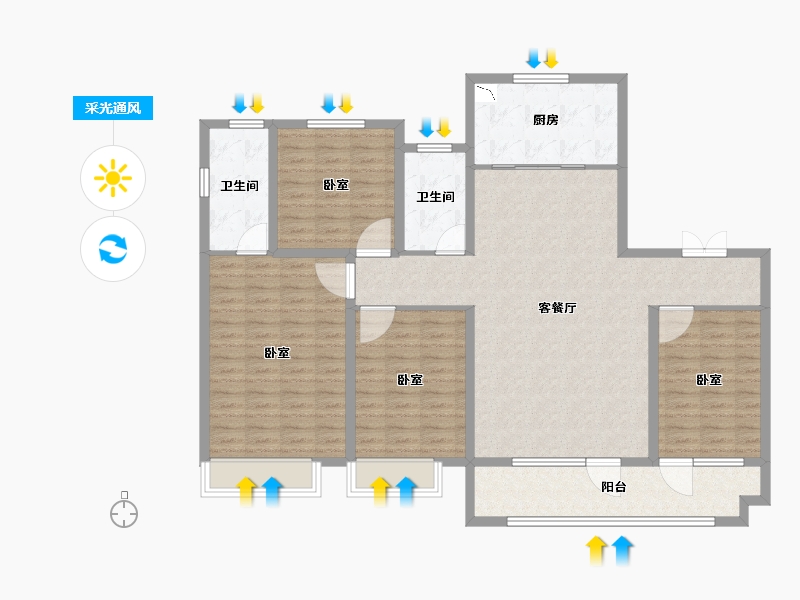 山东省-临沂市-绿地临沂城际空间站-134.00-户型库-采光通风