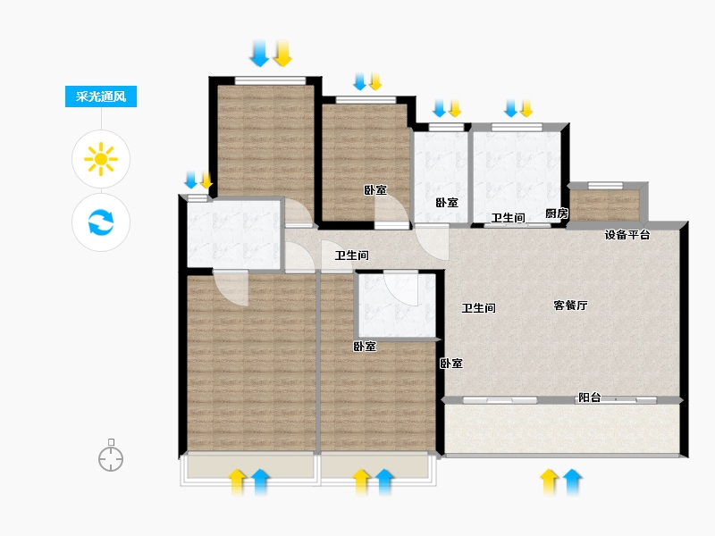 浙江省-绍兴市-中国铁建花语江南-144.01-户型库-采光通风