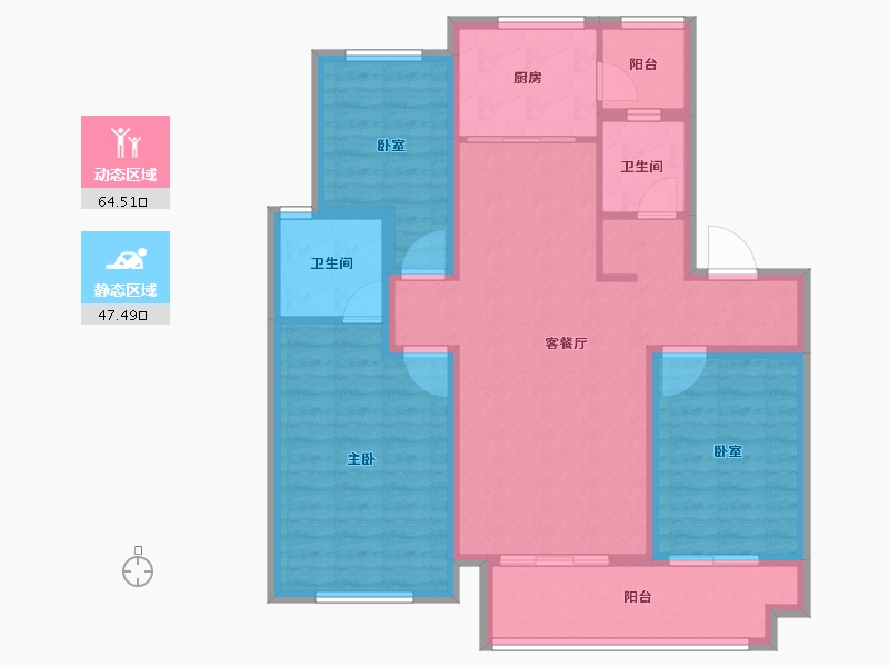 山东省-枣庄市-蓝城·春江明月-100.09-户型库-动静分区