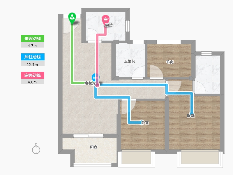 浙江省-嘉兴市-鸿翔龙悦湾-63.00-户型库-动静线