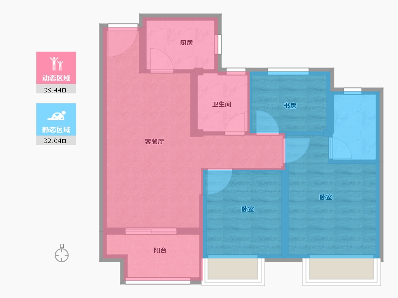 浙江省-嘉兴市-鸿翔龙悦湾-63.00-户型库-动静分区