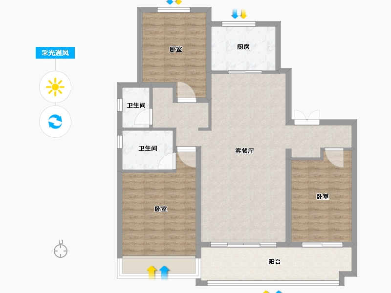 山东省-枣庄市-紫悦山·印象-104.00-户型库-采光通风