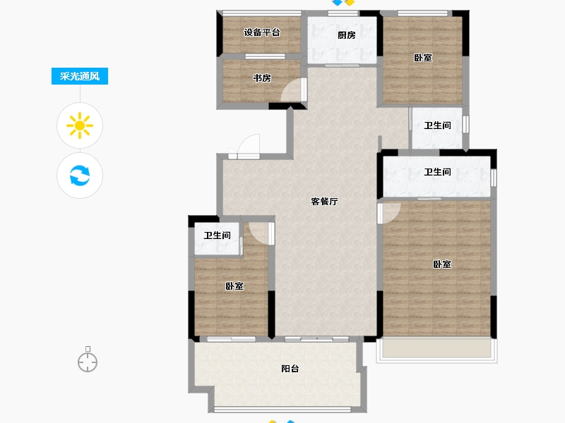 河南省-安阳市-昌建青风墅院-141.00-户型库-采光通风