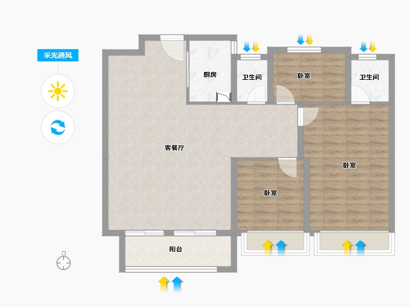 河南省-安阳市-安阳建业桂园东府-92.00-户型库-采光通风