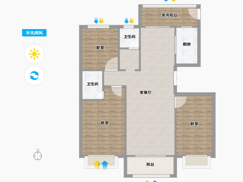 河南省-焦作市-征云悦城南苑-101.00-户型库-采光通风