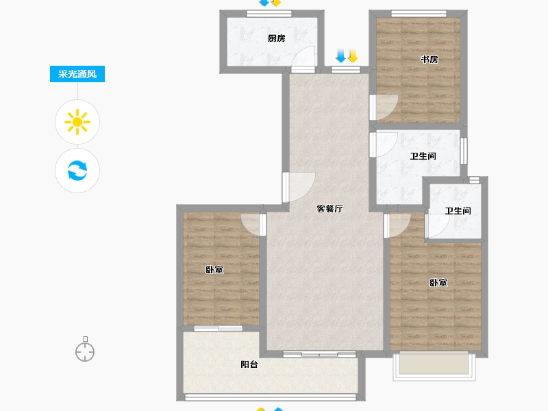 河南省-安阳市-领秀蓝岸-104.03-户型库-采光通风