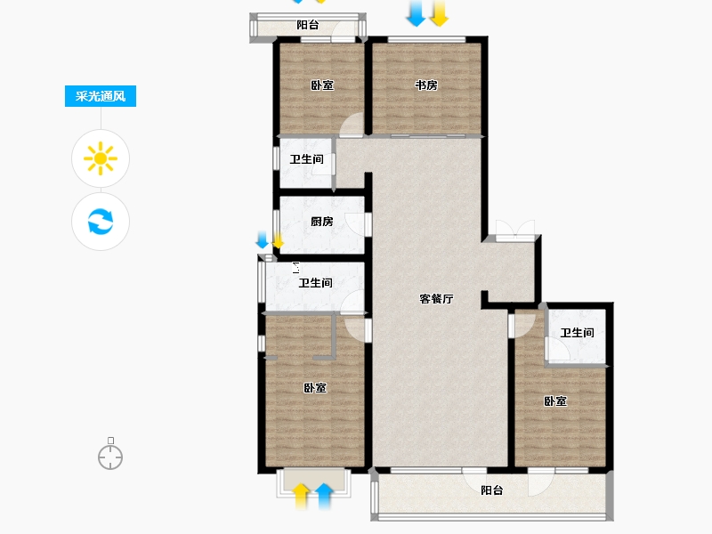 山东省-临沂市-临沂滨河万达广场-146.00-户型库-采光通风