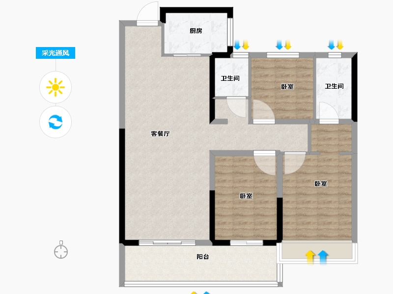 河南省-安阳市-易祥紫悦台-101.99-户型库-采光通风