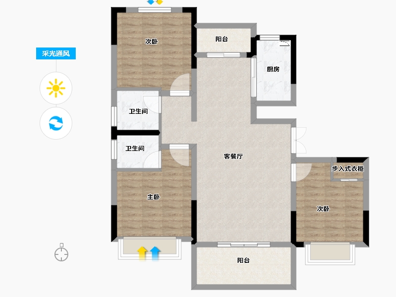 河南省-洛阳市-东豪紫园-98.71-户型库-采光通风