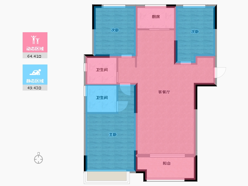 安徽省-蚌埠市-新威·龙门悦府-102.40-户型库-动静分区