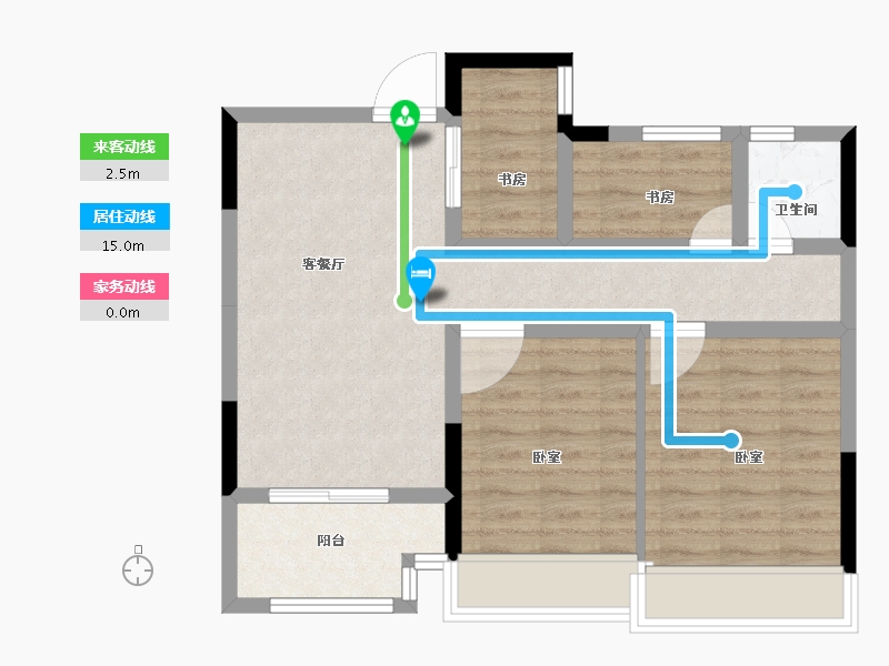 浙江省-嘉兴市-鸿翔宁郭府-65.00-户型库-动静线