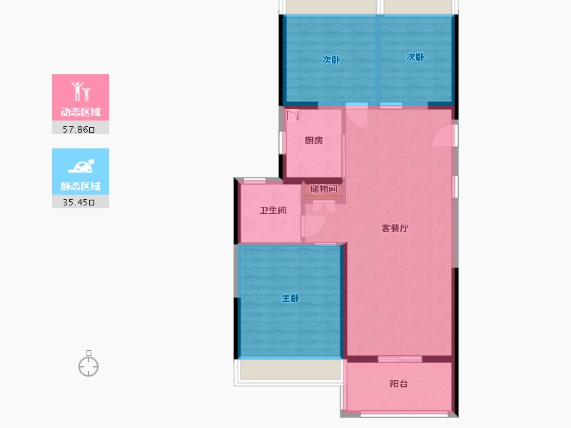 安徽省-蚌埠市-鹏欣·天珑天玥-83.99-户型库-动静分区