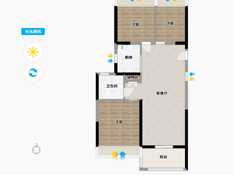 安徽省-蚌埠市-鹏欣·天珑天玥-83.99-户型库-采光通风