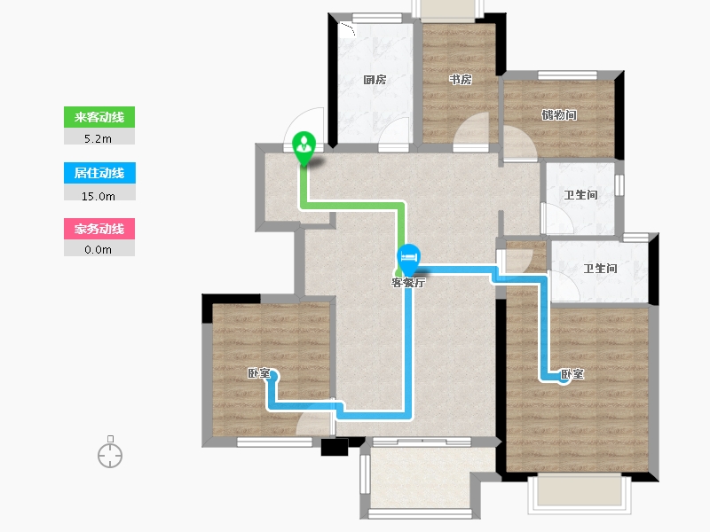 浙江省-绍兴市-新城棠樾-96.00-户型库-动静线