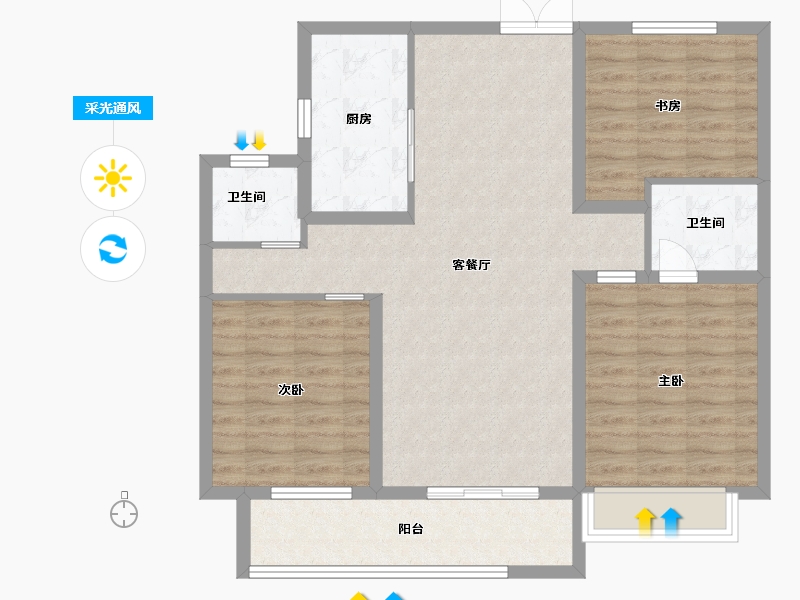 安徽省-蚌埠市-山水文园-95.30-户型库-采光通风