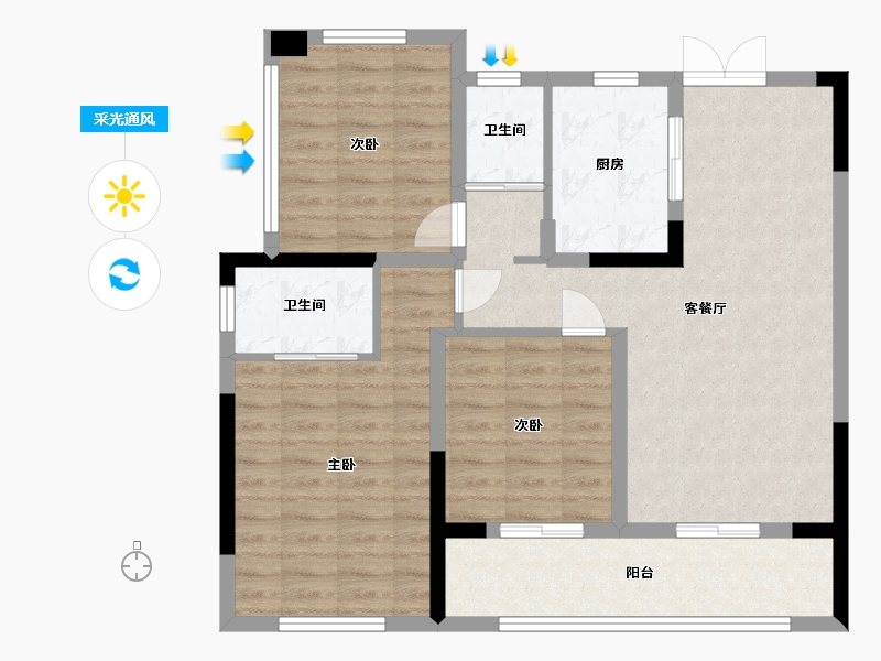 安徽省-蚌埠市-润志蘇州府三期·苏州中心-86.40-户型库-采光通风