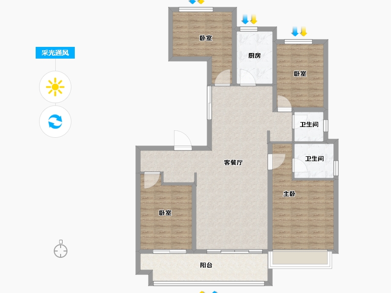 山东省-枣庄市-紫悦山·印象-113.90-户型库-采光通风