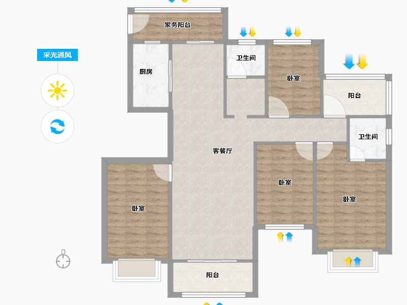 河南省-焦作市-征云悦城南苑-115.00-户型库-采光通风