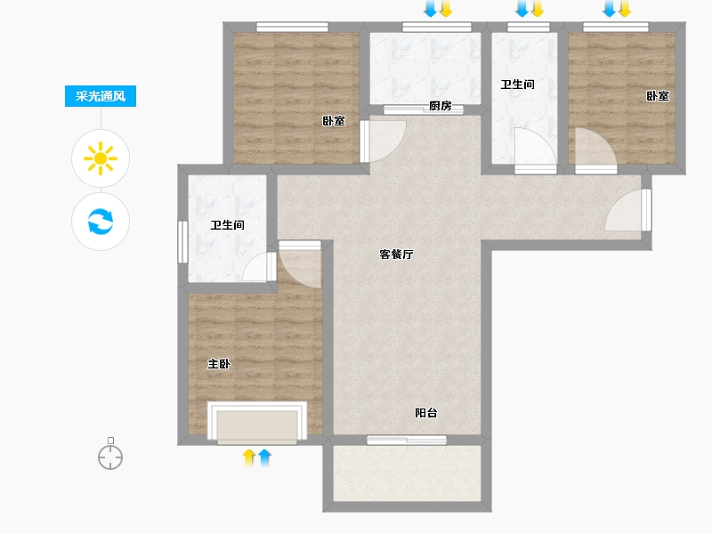 河南省-郑州市-威龙中心城-91.16-户型库-采光通风