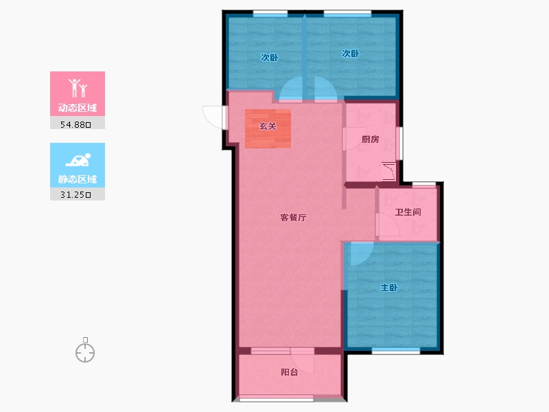 山东省-烟台市-融创融公馆-77.00-户型库-动静分区