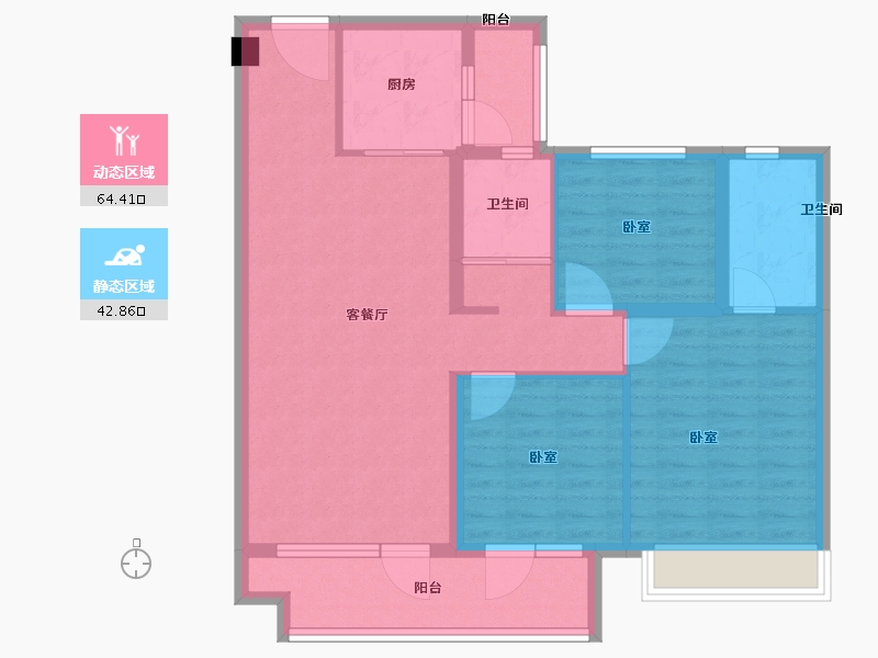 山东省-临沂市-碧桂园凤凰壹品-96.00-户型库-动静分区