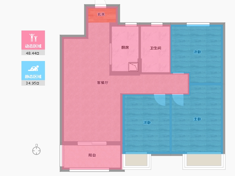 安徽省-蚌埠市-新滨湖孔雀城-74.40-户型库-动静分区