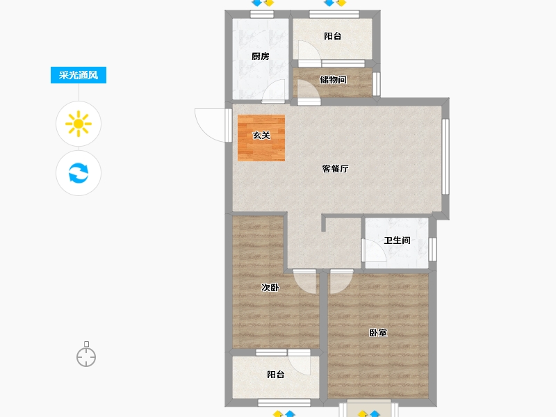 山东省-烟台市-天泰学府壹号-70.00-户型库-采光通风