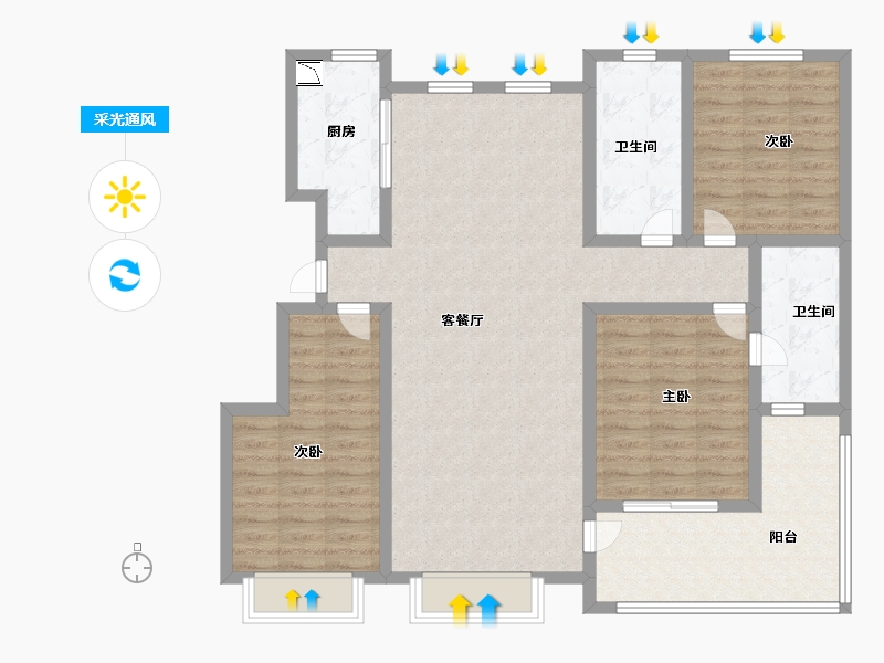 山东省-济南市-星河壹号院-114.99-户型库-采光通风