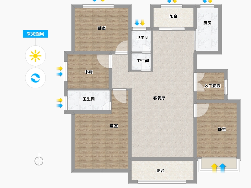 河南省-焦作市-沁阳晨升一號城邦-123.70-户型库-采光通风